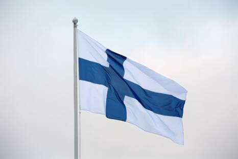 The Finnish flag flying high
