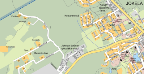 Karttaote alueesta, jolle datakeskusta suunnitellaan Jokelassa