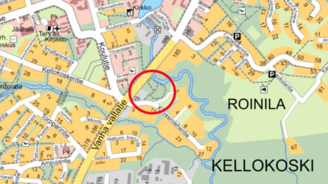 Karttakuva, jossa merkittynä kuntoportaiden sijainti